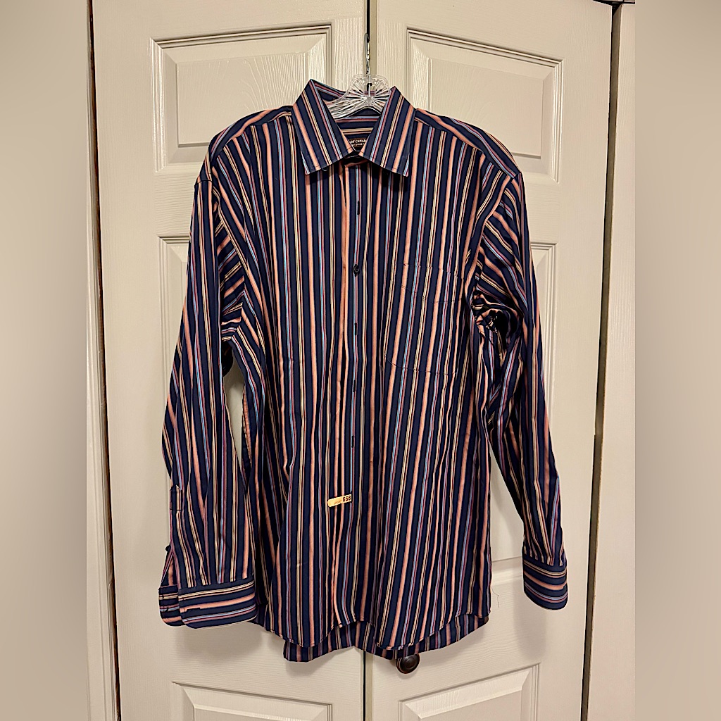 Forsyth Of Canada Vintage Long Sleeve Button Striped Down Cotton Shirt